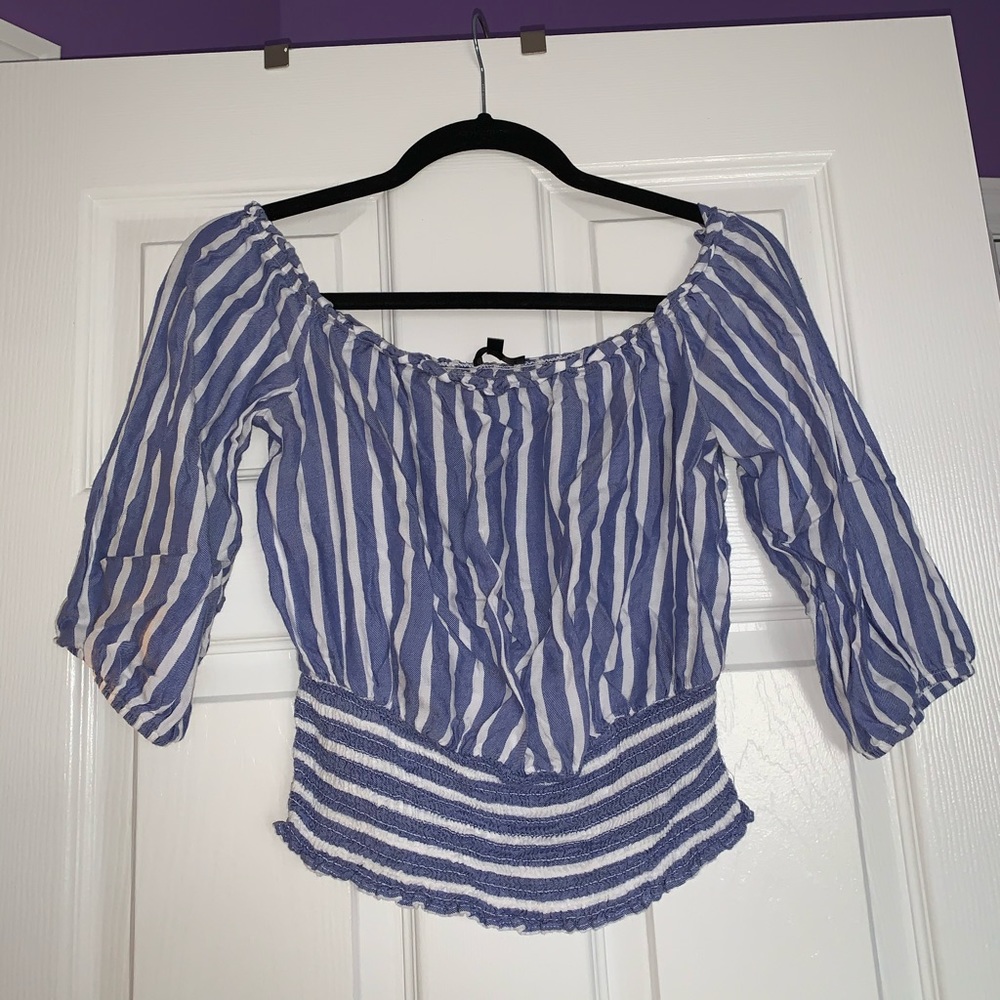 Striped off the shoulders top
